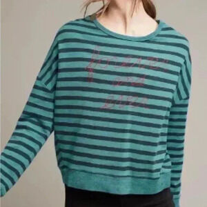 Sundry Forever Striped Cross Back Sweatshirt Size Medium